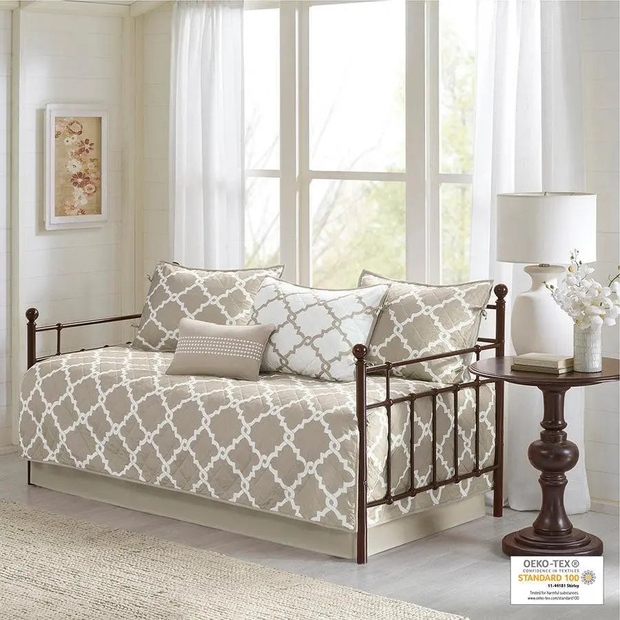 Merritt Transitional 6 Piece Reversible Daybed Set Taupe