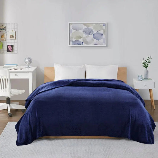 Microlight Casual Plush Oversized Blanket King Navy