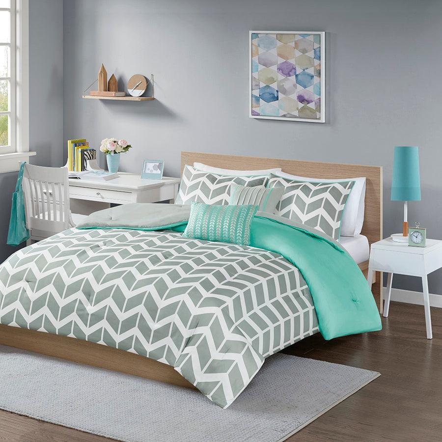 Nadia 26" W Comforter Set Teal Full/Queen