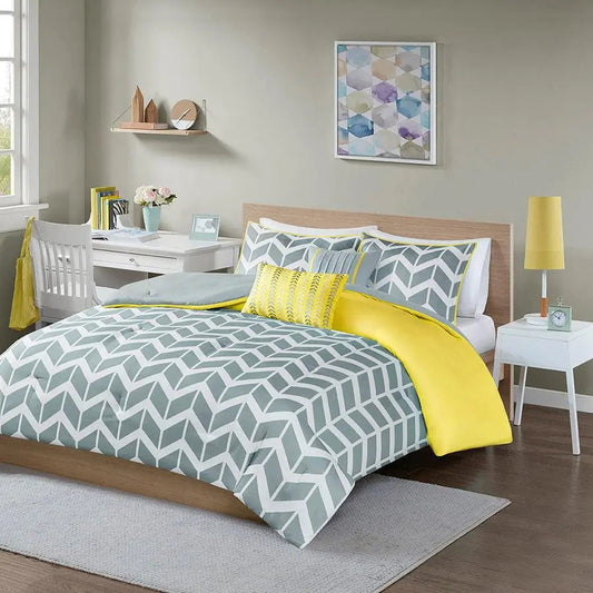 Nadia 26 " W Comforter Set Yellow Twin/Twin XL