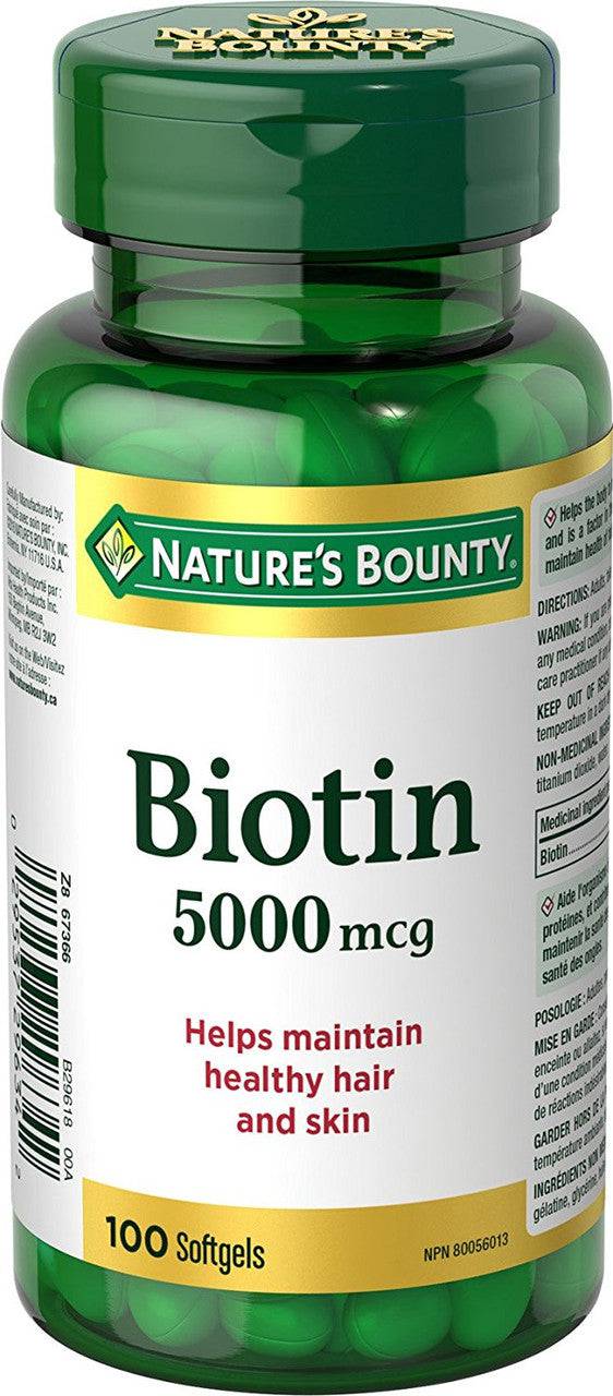 Nature's Bounty Biotin 5000 mcg - 100 soft gels