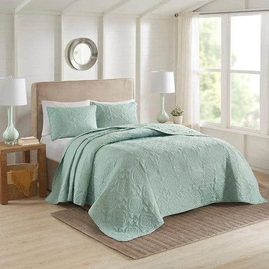 Oakley King/California King 3 Piece Reversible Bedspread Set Seafoam