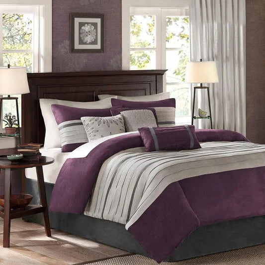 Palmer Luxury 7 Piece Comforter Set Purple Cal King