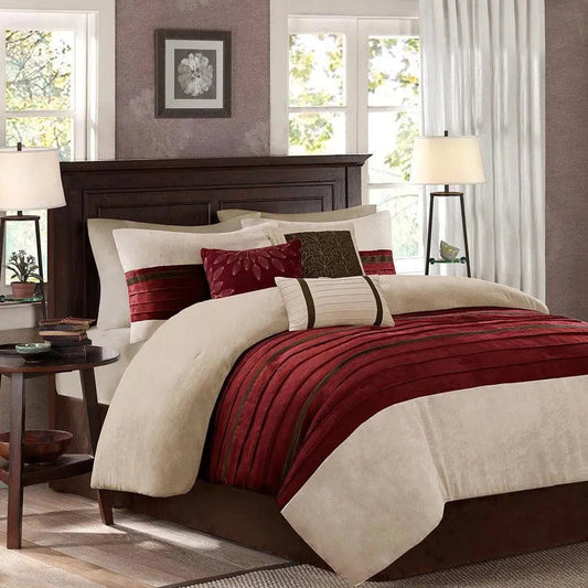 Palmer Transitional 7 Piece Comforter Set Red King
