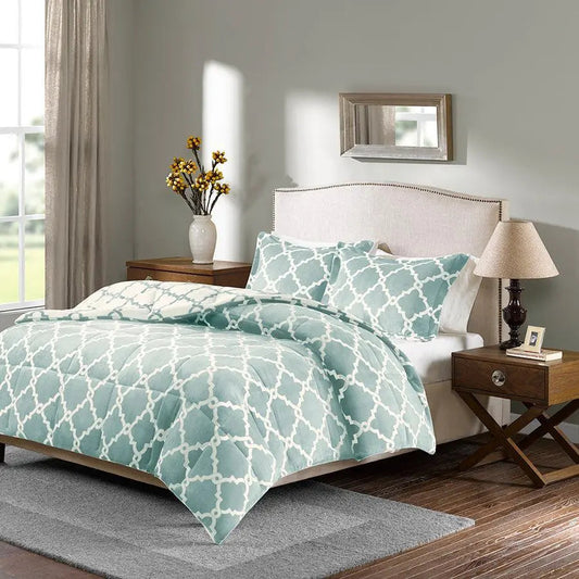 Peyton Reversible Plush Comforter Mini Set Aqua Twin
