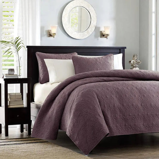 Quebec King/California King Reversible Coverlet Set Purple
