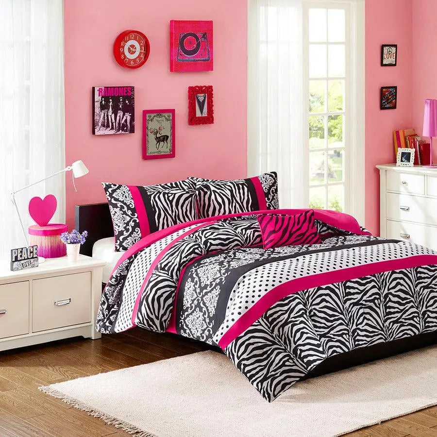 Reagan Transitional Comforter Set Pink King/Cal King