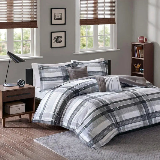Rudy Casual Plaid Comforter Set Black Twin/Twin XL