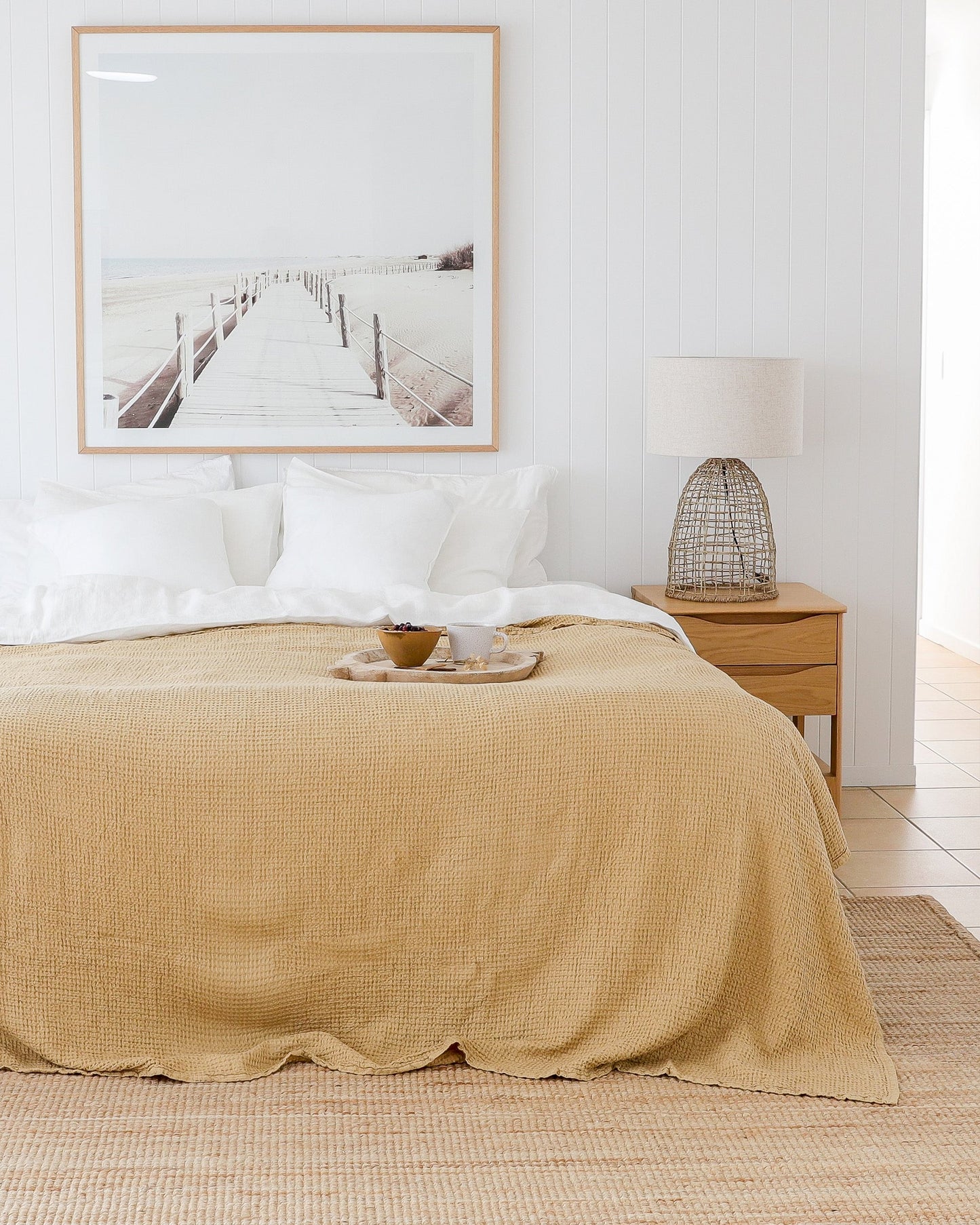 Sandy beige waffle blanket