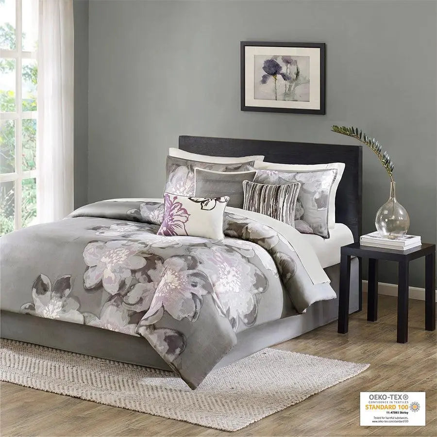 Serena 36 " W 7 Piece Comforter Set Gray Cal King