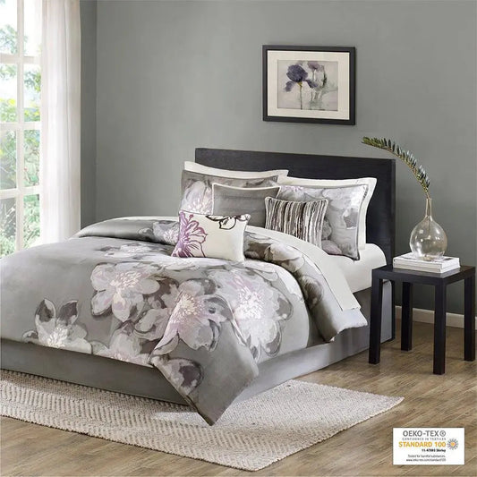 Serena 36 " W 7 Piece Comforter Set Gray Cal King