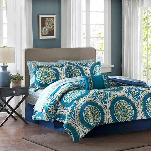 Serenity Complete Comforter and Cotton Sheet Set Blue King