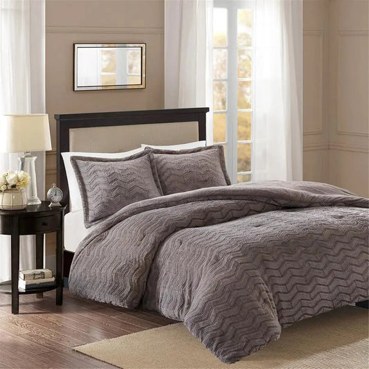 Sloan Transitional Plush Down Alternative Comforter Mini Set Gray King/Cal King
