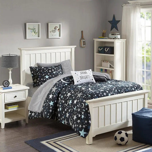 Starry Twin Night Casual Complete Bed and Sheet Set Charcoal