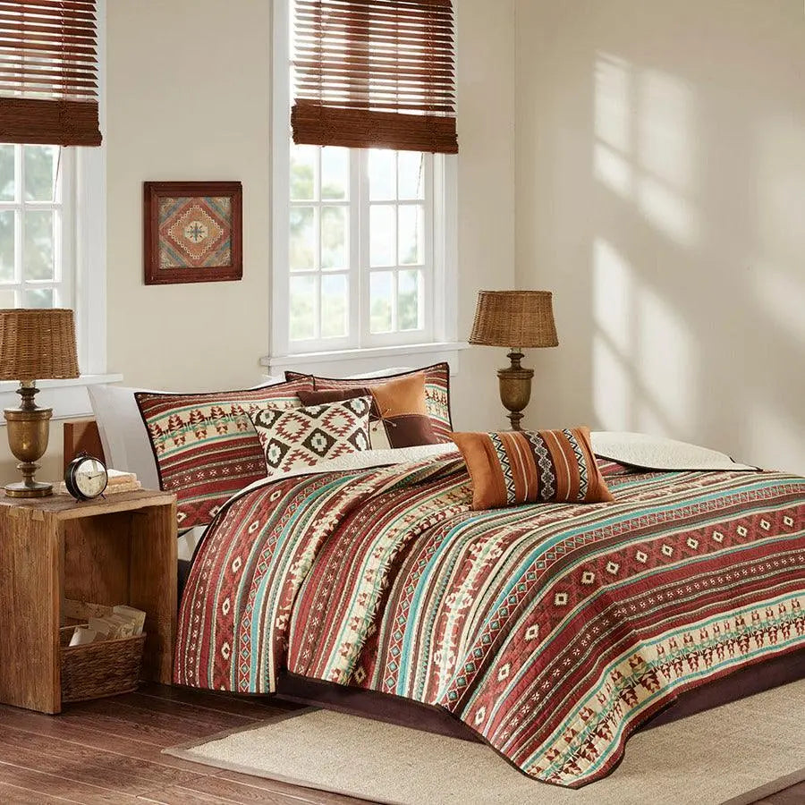 Taos Full/Queen 6 Piece Reversible Coverlet Set Spice