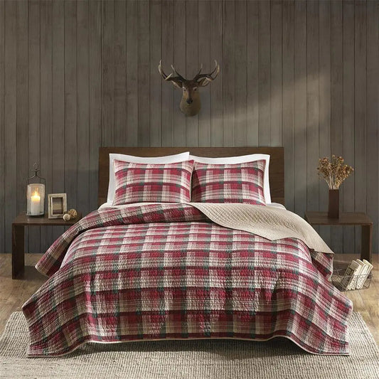 Tasha Lodge/Cabin Quilt Mini Set Full/Queen Red
