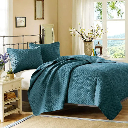 Velvet King Touch Coverlet Set Peacock