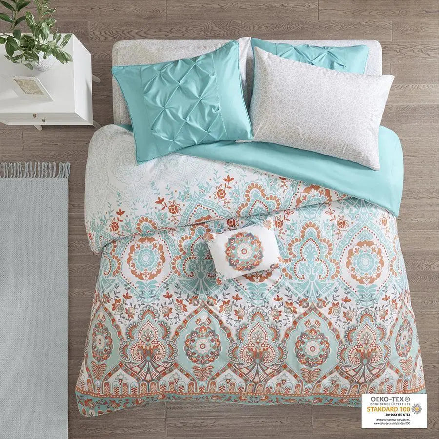 Vinnie Comforter and Sheet Set Aqua Full