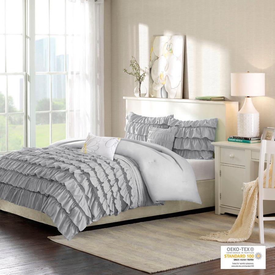 Waterfall Comforter Set Gray Full/Queen