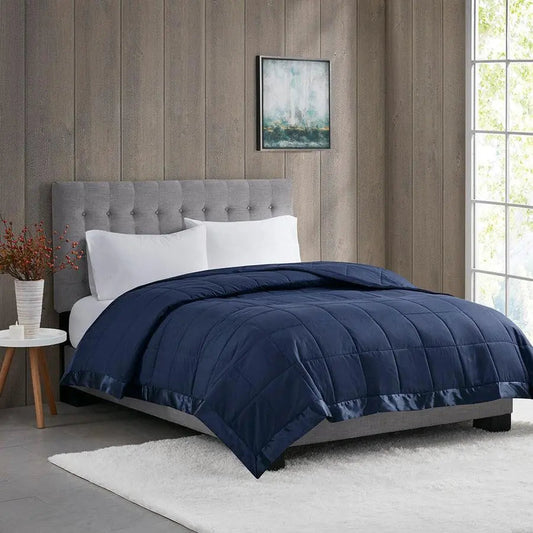 Windom Casual All Season Microfiber Down Alt Blanket with 3M Scotchgard Twin Navy